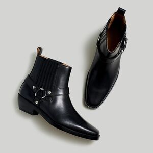 NEW Madewell The Santiago Western Ankle Boot Black Leather Size 7 $198 Sold Out